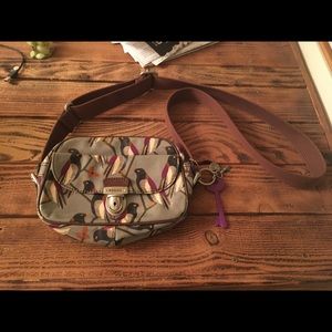 Fossil Key-Per crossbody bag w/ bird print
